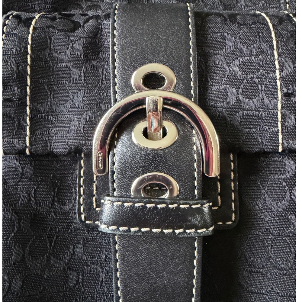 Coach Signature Soho Jacquard Satchel Black Leather Buckle Bag C05S-3646 - Picture 10 of 14